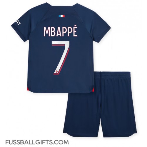 Paris Saint-Germain Kylian Mbappe #7 Fußballbekleidung Heimtrikot Kinder 2023-24 Kurzarm (+ kurze hosen)